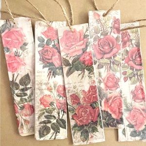 Floral Handmade Bookmarks - Wood